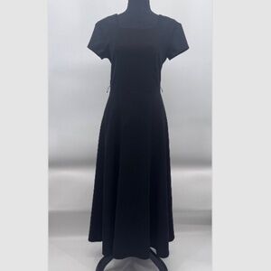 Jody California Dress Women Medium Black Vintage USA Short Sleeve Minimalist